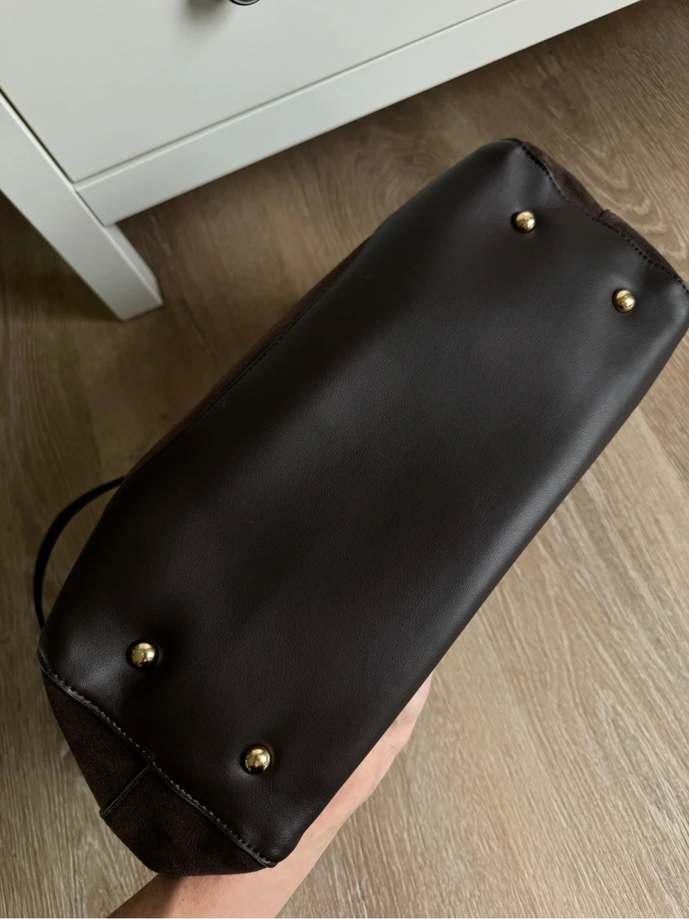 Sondra Roberts Dark Brown Suede & Leather Tote - Picture 5 of 5